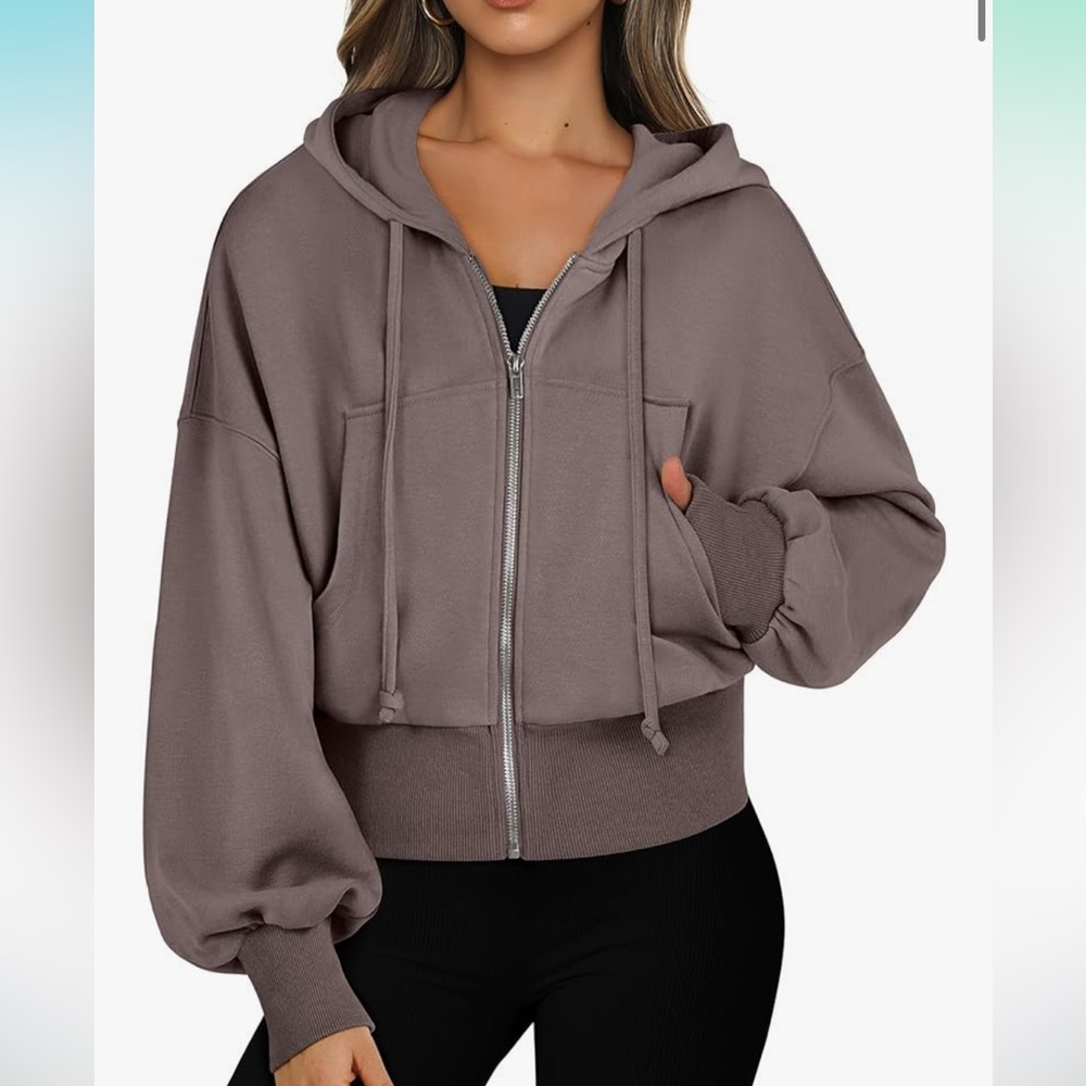 ANRABESS Womens Zip Up Hoodies Taupe